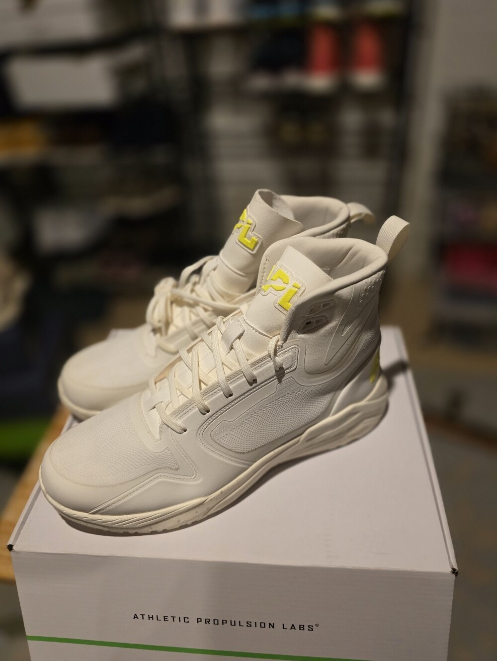 APL White High-Top Boots with Neon Yellow Accents - Picture 5 of 10